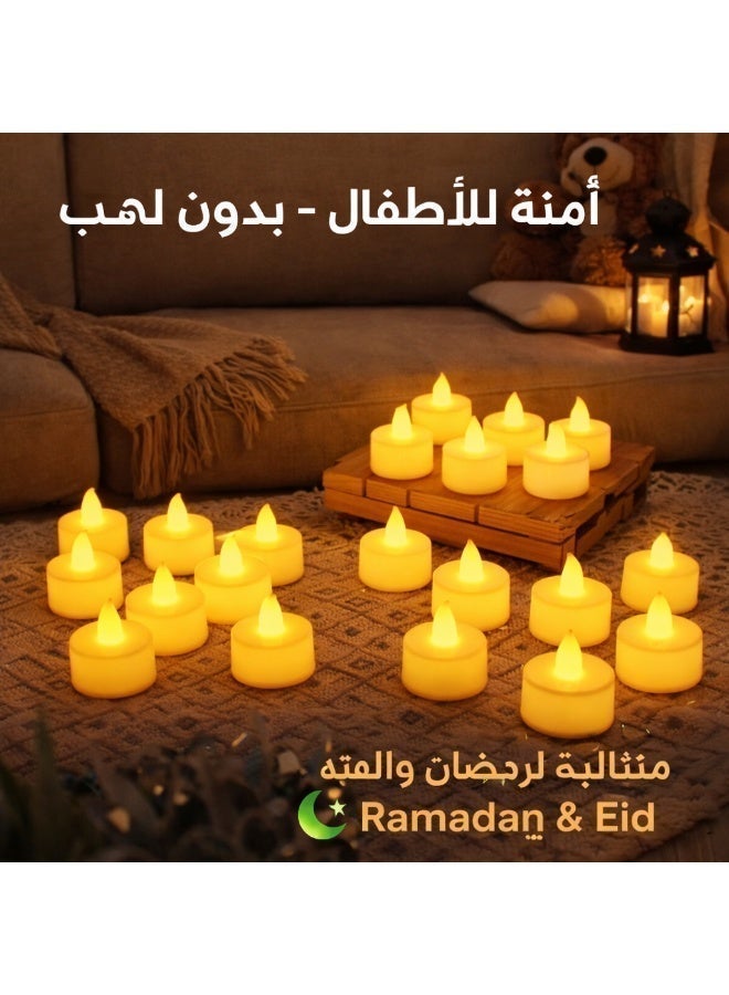 بابونا عبوة من 24 شمعة LED صغيرة، بدون لهب وبدون دخان تعمل بالبطارية مع تصميم أكريليكي زخرفي لتزيين المنزل والهدايا (أبيض دافئ) - Image 3